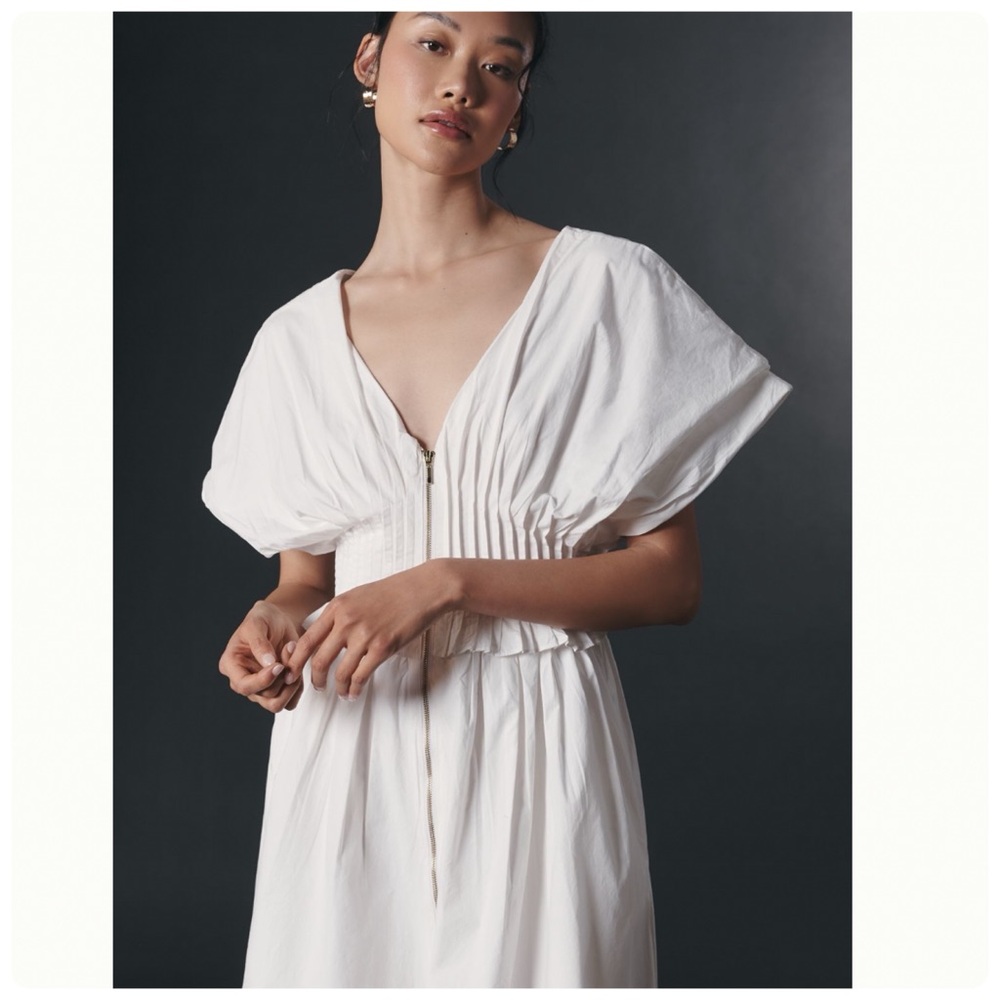 NWT Anthropologie V-Neck Zip-Front Midi Dress, L - Picture 8 of 16